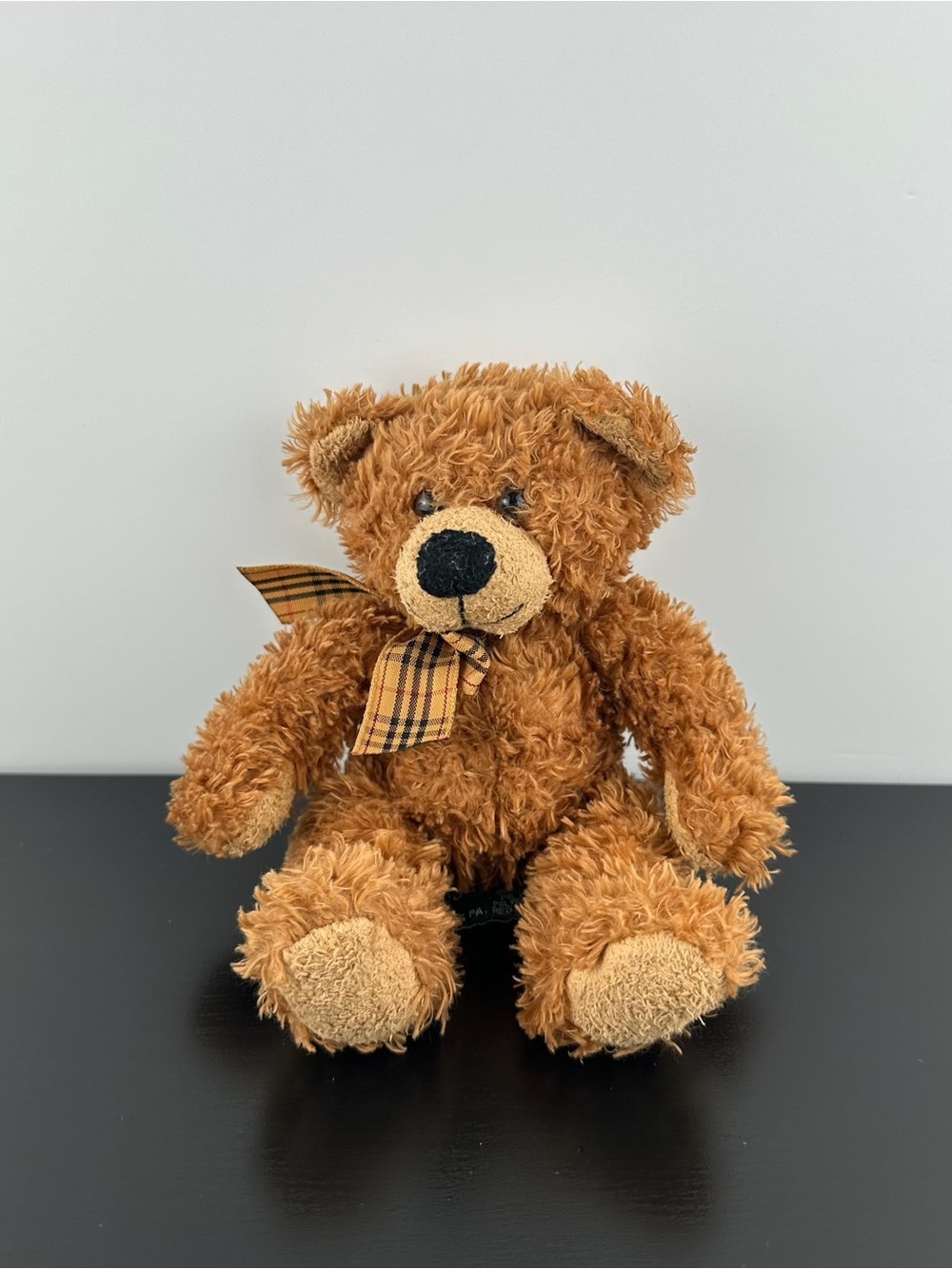 Russ Berrie Ripley Brown Teddy Bear 8” Plaid Bow Plush Stuffed Animal